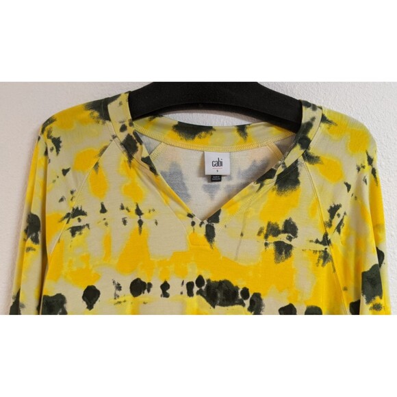 Women's Cabi # 6122 ATOMIC SWEATSHIRT Yellow/Black V-Neck Long Raglan Sleeve S - Picture 3 of 10